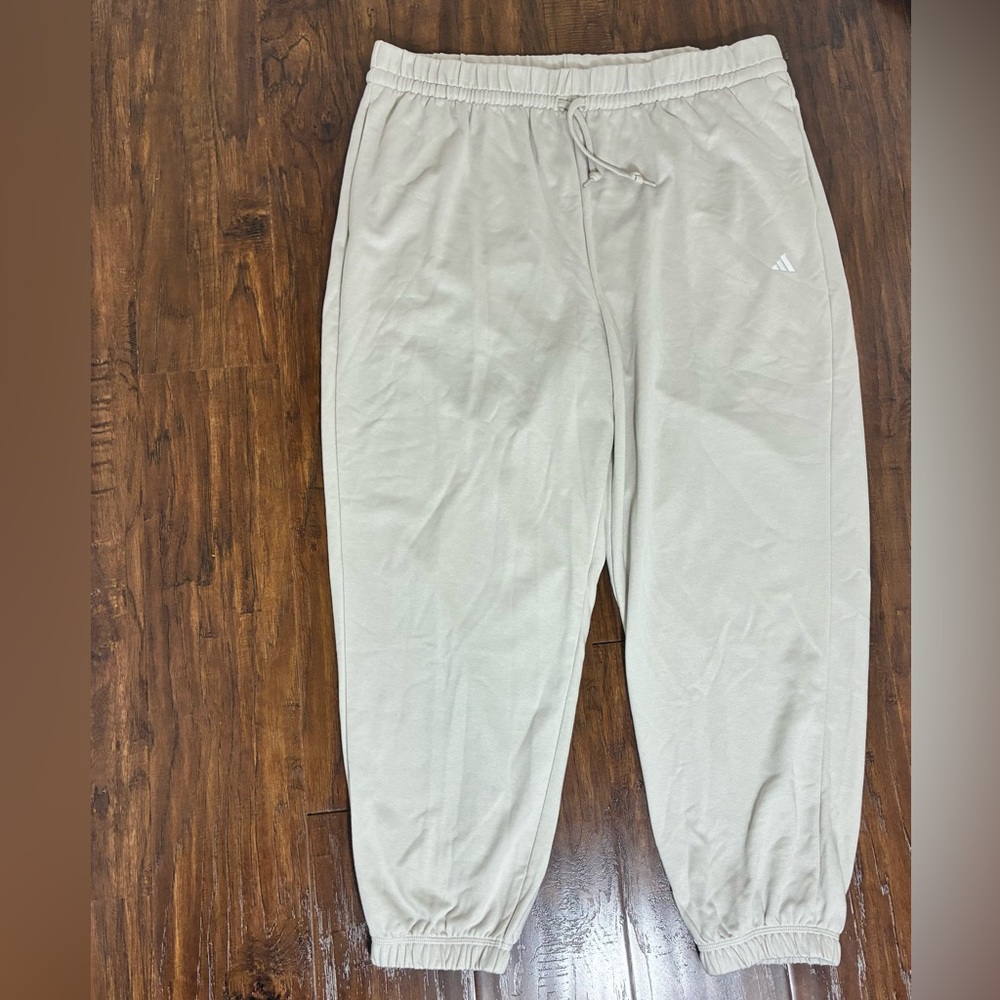 Adidas Women's Plus Size 2X Cuffed Cream Sweatpants #PA10